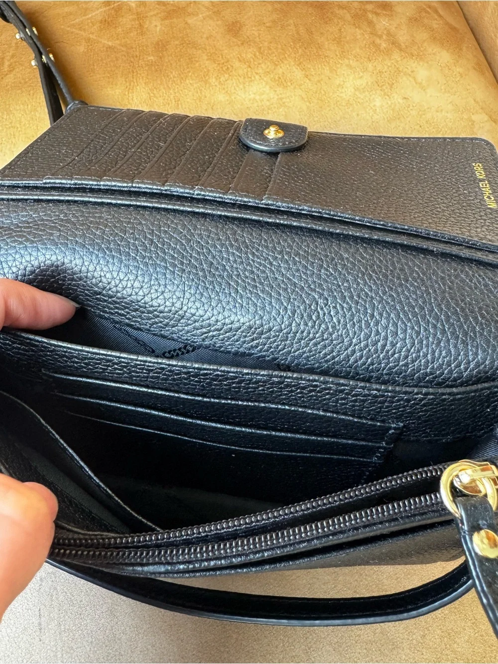 Michael Kors Black Pebbled Leather Crossbody Wallet